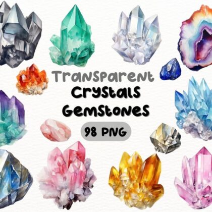 Gemstones Expert Best PNG Bundle, Digital Crafts Designs Transparent, Gemstone Clipart, Crystal Clipart, Commercial Use